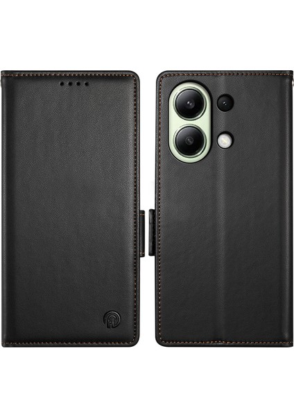 Xiaomi Redmi Note 13 4g Cüzdan Kılıf Çizilmez Deri Telefon Kapağı-Siyah (Yurt Dışından)