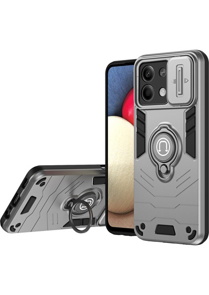 Xiaomi Redmi Note 13 5g Için Telefon Kılıfları Slayt Lens Kapağı + Halka Tutucu Kickstand-Gri (Yurt Dışından)