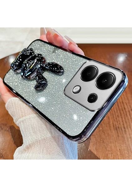 Xiaomi Redmi Note 13 Pro 4g Kılıf Pc+Tpu Telefon Kapağı Glitter Karikatür Tavşan-Siyah (Yurt Dışından)
