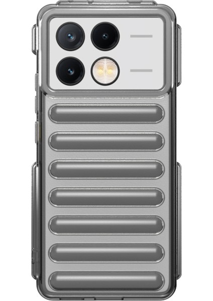 Kapsül Serisi Xiaomi Redmi K70E 5g Kılıf Tpu Nervürlü Düşmeyi Önleyici Telefon Kapağı-Şeffaf Gri (Yurt Dışından)
