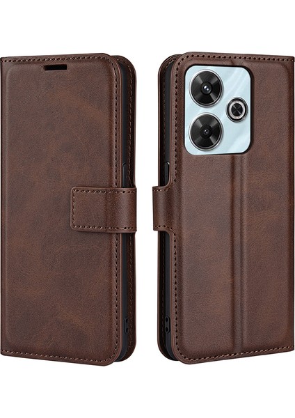 Xiaomi Redmi 13 5g/13 4g Cüzdan Kılıf Deri Telefon Kapağı Buzağı Doku-Kahverengi (Yurt Dışından)