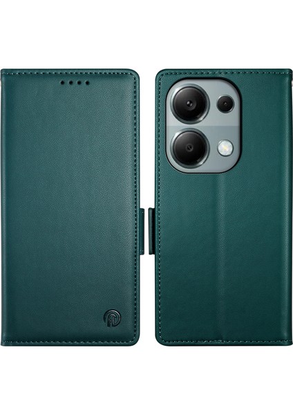 Xiaomi Redmi Note 13 Pro 4g Kılıf Folio Standlı Deri Telefon Kapağı-Siyahımsı Yeşil (Yurt Dışından)