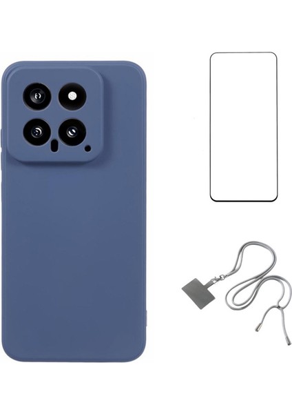 Wanlonfeng Rb1 Serisi Xiaomi 14 Kılıf Yumuşak Astar Tpu Telefon Kapağı Ekran Koruyucu + Kordon-Lavanta Gri (Yurt Dışından)