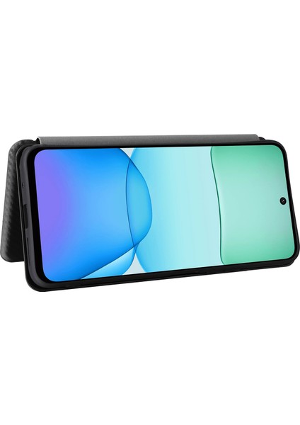 Xiaomi Redmi 13 5g/13 4g Telefon Kılıfı Karbon Fiber Doku Deri Stand Kapağı-Yeşil (Yurt Dışından)