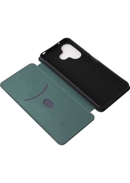 Xiaomi Redmi 13 5g/13 4g Telefon Kılıfı Karbon Fiber Doku Deri Stand Kapağı-Yeşil (Yurt Dışından)