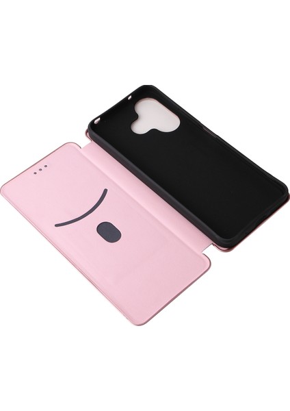 Xiaomi Redmi 13 5g/13 4g Telefon Kılıfı Için Karbon Fiber Doku Deri Standı Kapak-Gül Altın (Yurt Dışından)