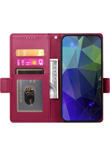 Xiaomi Redmi Note 13 4g Cüzdan Kılıf Çizilmez Deri Telefon Kapağı-Şarap Kırmızısı Için (Yurt Dışından)
