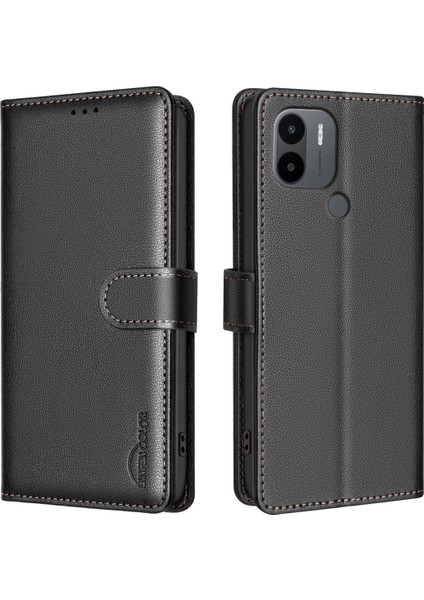 Bınfen Renk Xiaomi Redmi Için A1 4g Kılıf Litchi Doku Rfıd Engelleme Deri Telefon Kapağı-Siyah (Yurt Dışından)