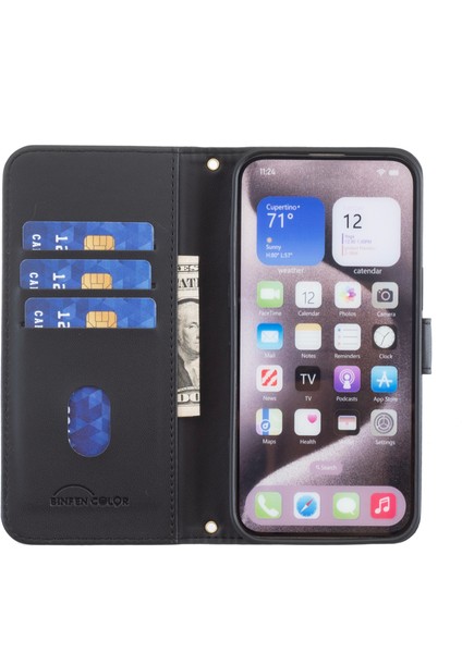 Bınfen Renk Xiaomi Redmi Note 13 5g Deri Kılıf Cüzdan Standı Kapak-Siyah (Yurt Dışından)