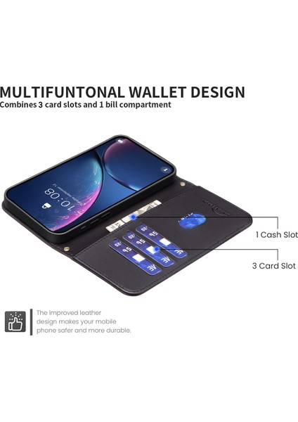Bınfen Renk Xiaomi Redmi Note 13 5g Deri Kılıf Cüzdan Standı Kapak-Siyah (Yurt Dışından)