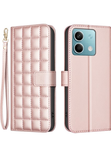 Bınfen Renk Xiaomi Redmi Note 13 5g Deri Kılıf Cüzdan Standı Kapak-Gül Altın (Yurt Dışından)