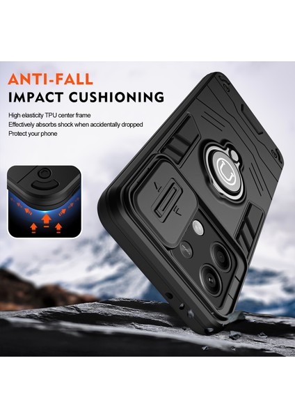 Xiaomi Redmi Note 13 5g Için Telefon Kılıfları Slayt Lens Kapağı + Halka Tutucu Kickstand-Siyah (Yurt Dışından)