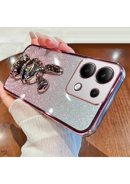 Xiaomi Redmi Note 13 Pro 4g Kılıf Pc+Tpu Telefon Kapağı Glitter Karikatür Tavşan-Pembe (Yurt Dışından)