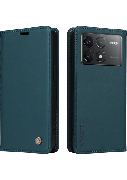 Yıkatu Xiaomi Poco F6 Pro 5g Standlı Kılıf Pu Deri Telefon Kapağı-Yeşil (Yurt Dışından)