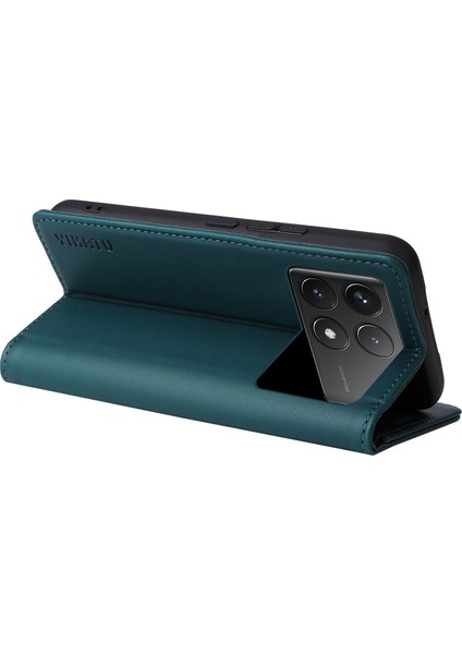 Yıkatu Xiaomi Poco F6 Pro 5g Standlı Kılıf Pu Deri Telefon Kapağı-Yeşil (Yurt Dışından)
