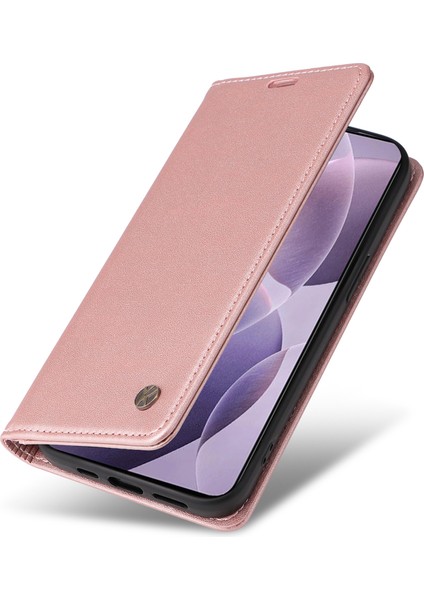 Yıkatu Xiaomi Poco F6 Pro 5g Standlı Kılıf Pu Deri Telefon Kapağı-Gül Altın (Yurt Dışından)