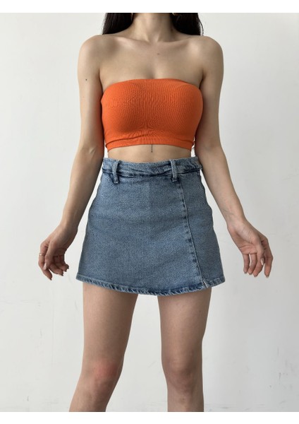 Mini Yırtmaçlı Denim Kot Şort Etek indirimleri