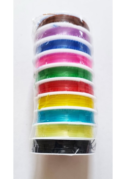 10 Adet Misina Renkli Lastikli 0,7mm Silikon Elişi Takı Aksesuar Esnek Misine Tesbih Ipi