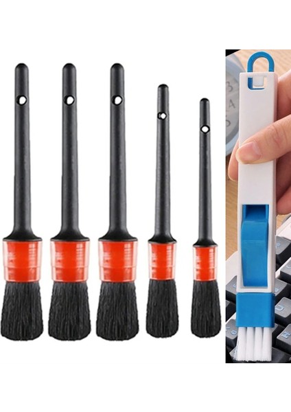 5+1 Araç Detay Temizlik Fırçası 5'li & Mini Kürekli Oluk - Kanal Temizleme Fırçası modelleri