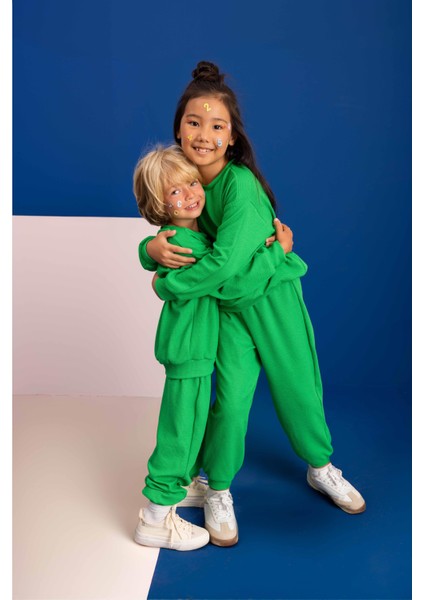 Unisex Çocuk Basic Oversize Alt Üst Takım (3-4 Yaş 8-9 Yaş)