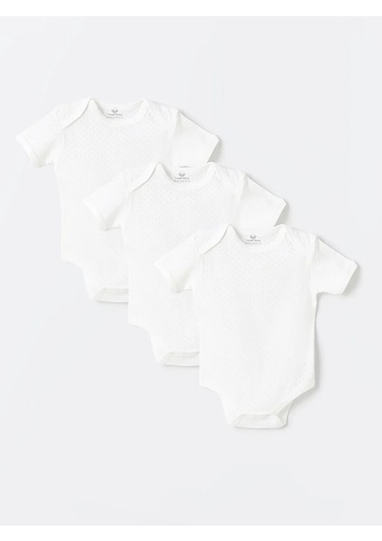 3lü Jakarlı Kısa Kol Body Erkek Bebek 0-4 Yaş