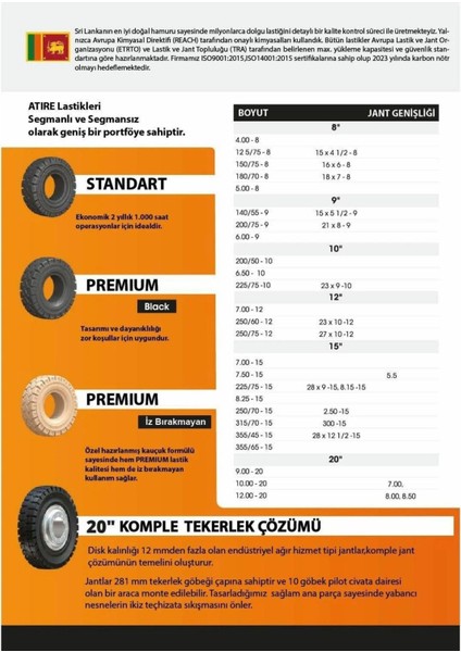 7.00-12 Achiever Segmanlı Iz Bırakmayan Dolgu Forklift Lastiği