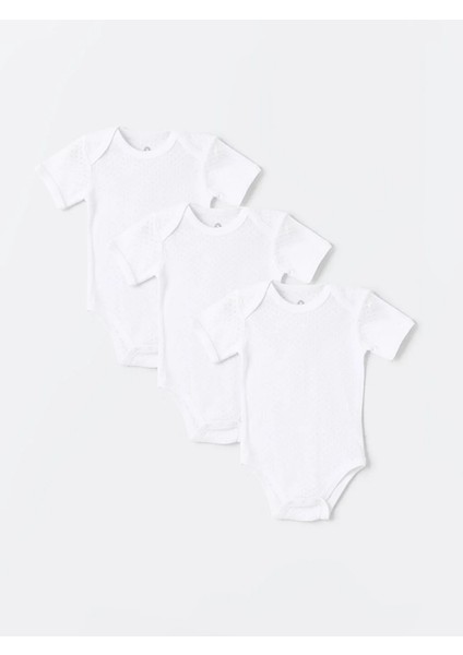 3lü Jakarlı Kısa Kol Body Erkek Bebek 0-4 Yaş
