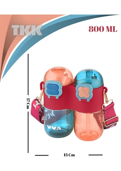 Tkk Tek Gövde Çift Hazneli Pipetli-Pipetsiz Kullanım Askı Aparatlı Çocuk Su Şişesi - 800 Ml. fiyatları