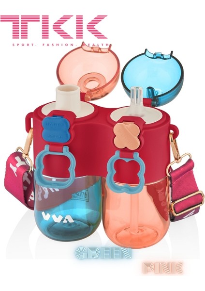 Tkk Tek Gövde Çift Hazneli Pipetli-Pipetsiz Kullanım Askı Aparatlı Çocuk Su Şişesi - 800 Ml. modelleri
