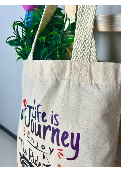 Ham Bez Çanta Tote Bag Scooter Life Dokuma Saplı Kadın Plaj Omuz Çantası modelleri