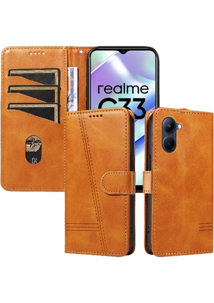 Kredi Kartı Yuvası ile Realme C33 Ayrılabilir Siyah Bilezik Için Filp Durumda (Yurt Dışından)