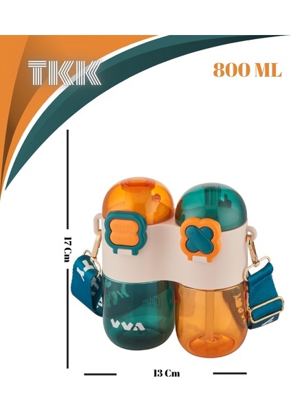 Tkk Tek Gövde Çift Hazneli Pipetli-Pipetsiz Kullanım Askı Aparatlı Çocuk Su Şişesi - 800 Ml. fiyatları