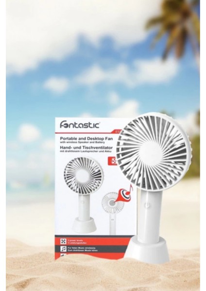 Fontastic Mini Fan YM-388 Hoparlörlü Taşınabilir Şarjlı Beyaz 1200 Mah USB Fan Klima Smart Klima Pc