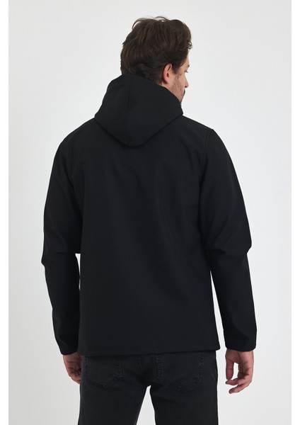 Erkek Kapşunlu Fermuarlı Softshell Mont 6044-1