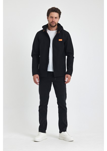 Erkek Kapşunlu Fermuarlı Softshell Mont 6044-1
