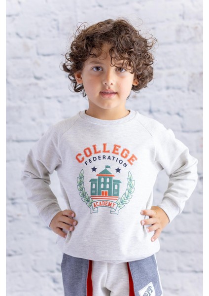 Erkek Bebek Reglan Baskılı Sweatshirt - Grimelanj