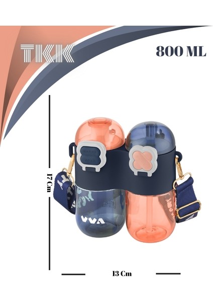 Tkk Tek Gövde Çift Hazneli Pipetli-Pipetsiz Kullanım Askı Aparatlı Çocuk Su Şişesi - 800 Ml. fiyatları