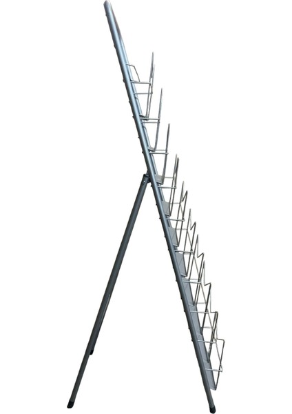 Şık ve Fonksiyonel Ayaklı Gazete Dergi Standı - 10 Cepli, Gri Metal Tasarım - Stand Sergileme fiyatları