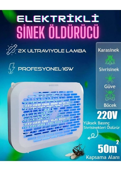 MTR-1X13 Sinek Öldürücü Kovucu Cız Cihazı 16W Beyaz Siyah