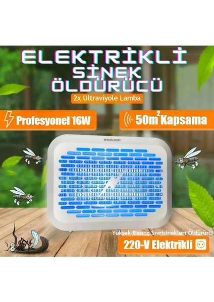 MTR-1X13 Sinek Öldürücü Kovucu Cız Cihazı 16W Beyaz Siyah