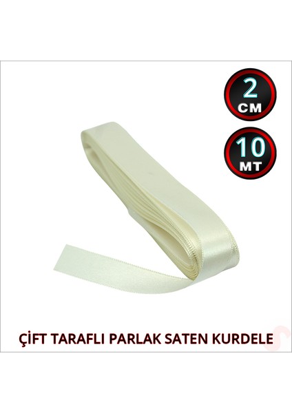 Süsle Bebek ve Parti Saten Kurdele, 2cm x 10MT - Krem