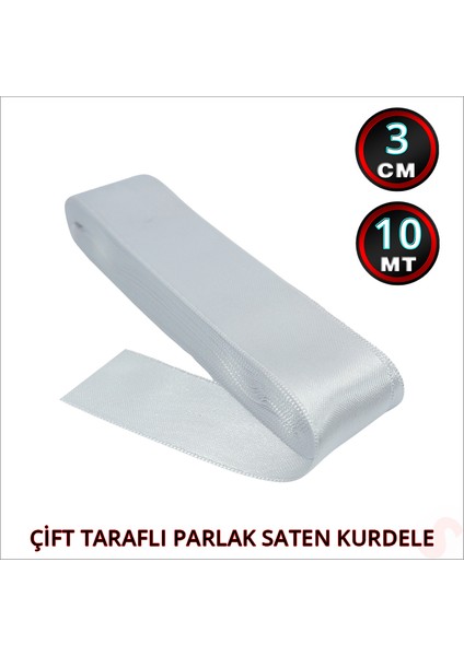 Saten Kurdele, 3cm x 10MT - Gümüş fiyatları
