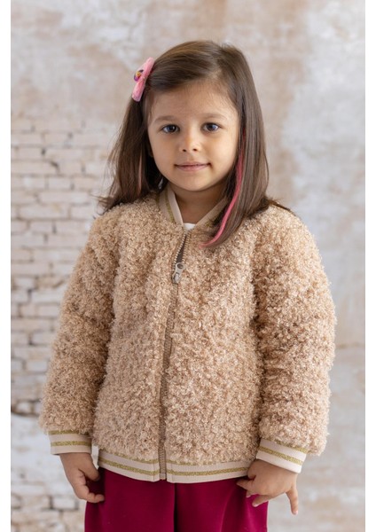Kız Bebek Peluş Mont - Bej