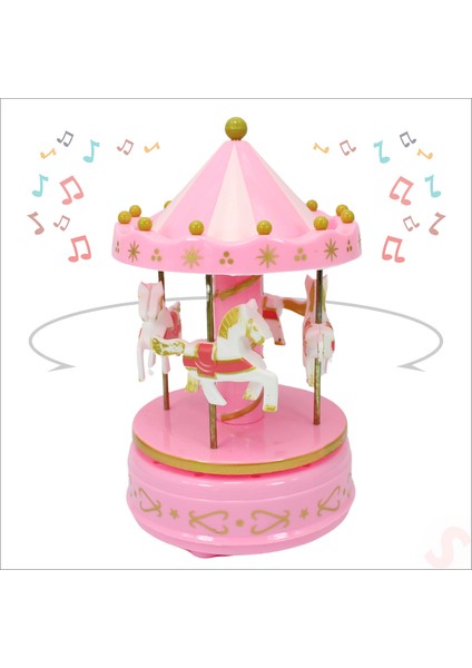 Atlı Karınca Müzik Kutusu, 17 cm x 10 cm - Pembe