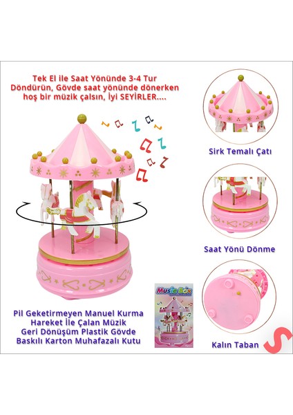 Atlı Karınca Müzik Kutusu, 17 cm x 10 cm - Pembe modelleri