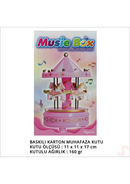Atlı Karınca Müzik Kutusu, 17 cm x 10 cm - Pembe fırsatları
