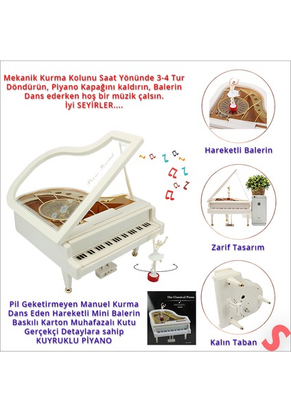 Dans Eden Balerinli Piyano Müzik Kutusu, 16 cm x 15 cm x 10 cm modelleri