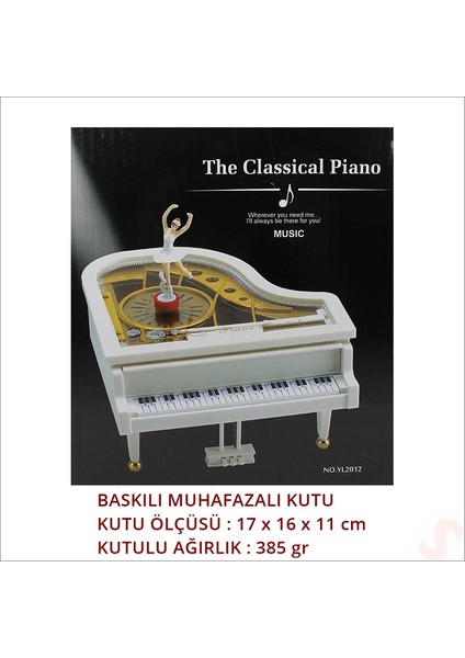 Dans Eden Balerinli Piyano Müzik Kutusu, 16 cm x 15 cm x 10 cm fırsatları