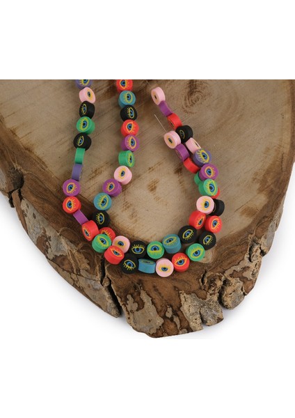 Polimer Kil Fimo Boncuk 10 mm Göz Model Fimo Boncuk 40 Adet