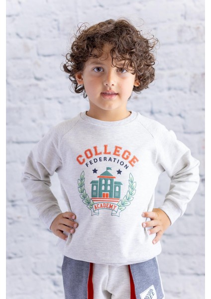Erkek Çocuk Reglan Baskılı Sweatshirt - Grimelanj
